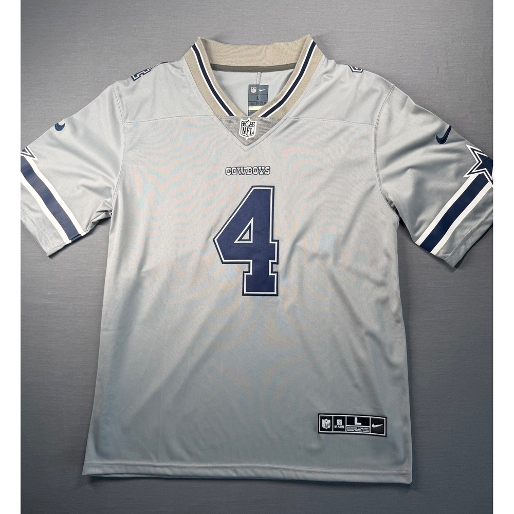 Nike Dak Prescott Dallas Cowboys NFL #4 Jersey Sz L Gray/Navy/White Sports